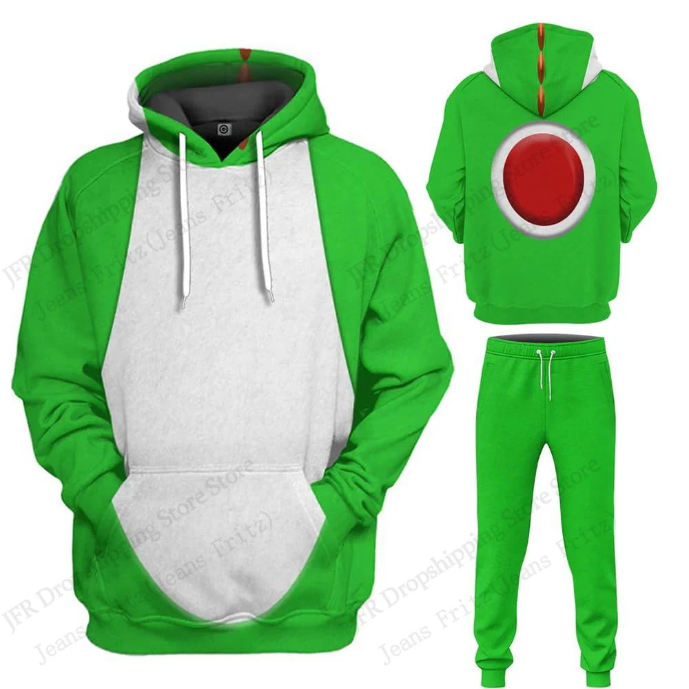 Conjuntos para hombre, conjuntos con estampado 3d de dibujos animados de Anime Bowser, Sudadera con capucha y pantalón a la moda para hombre y mujer, conjuntos de 2 piezas, traje de chándal para Cosplay, ropa para hombre