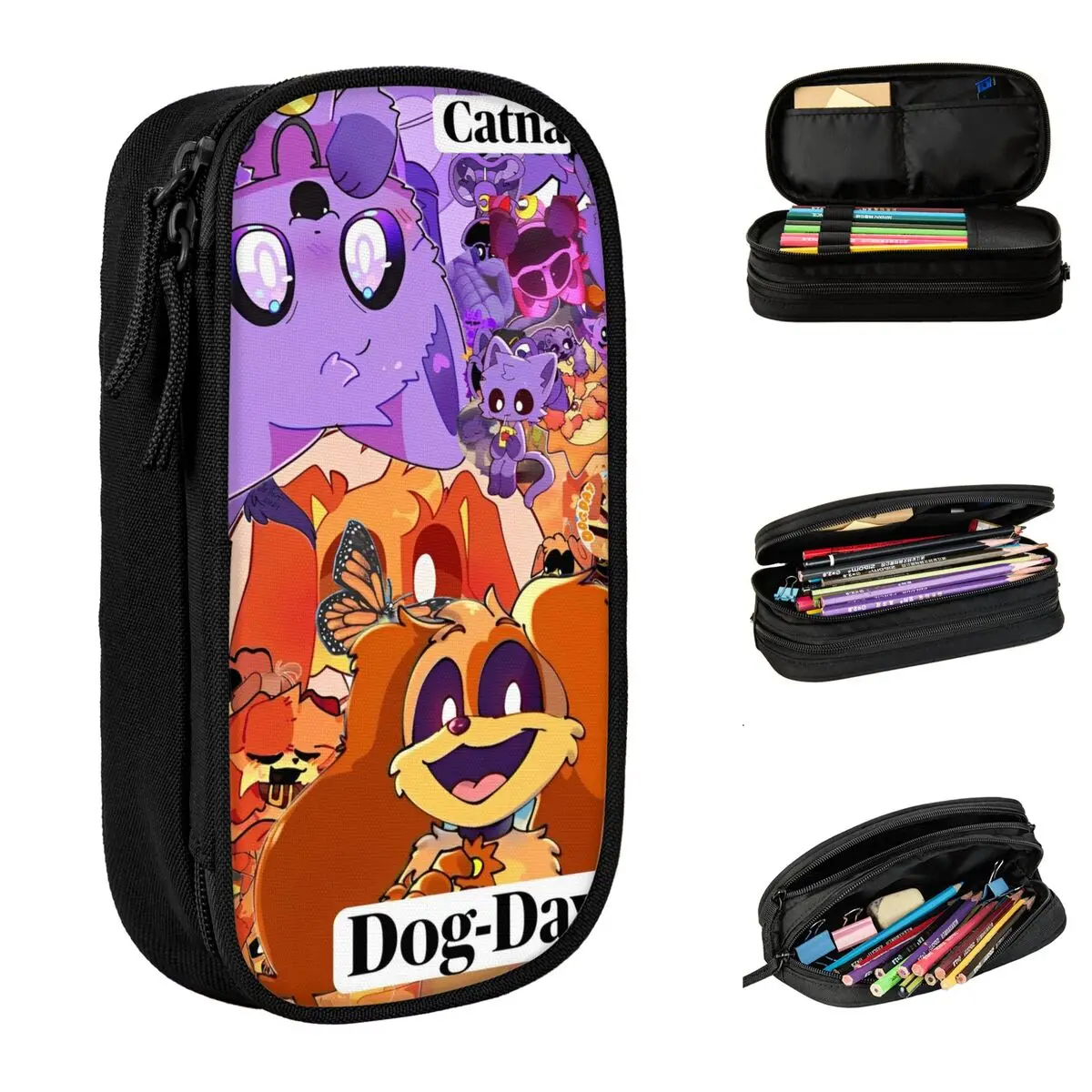 CATNAP DOGDAY Cartoon Smiling Critters Pencil Case Cute Pen Bag Girls Boys Large Storage Students School Gift Pencil Box