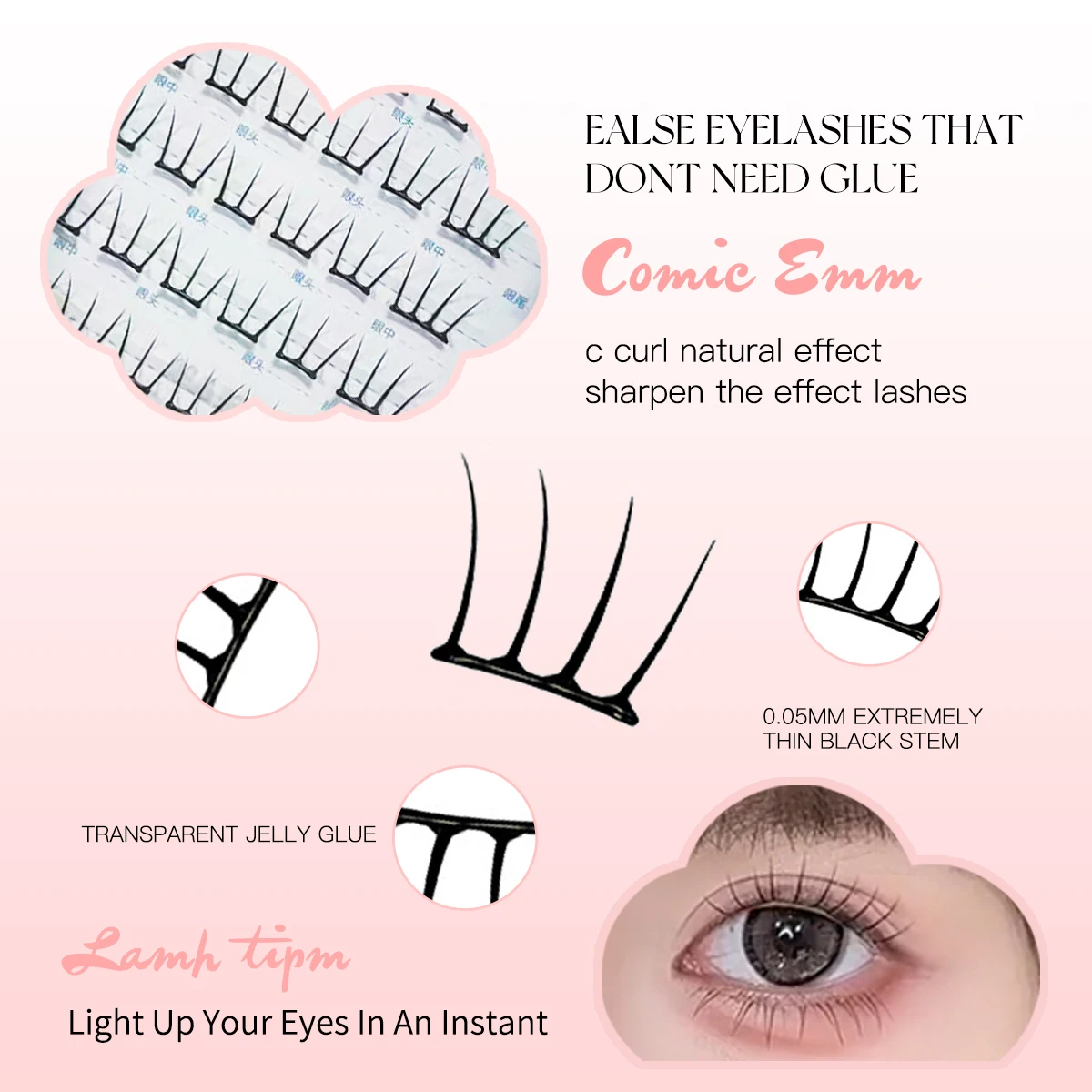 48 grupos de pestañas magnéticas sin pegamento, pestañas finas naturales, pestañas postizas reutilizables, pestañas rizadas esponjosas para niñas, ultrafinas