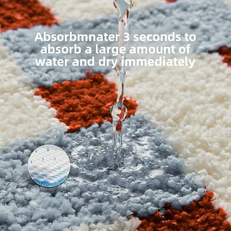 

Batoom Mat Water Absorbent Non-Slip Foot Pad Toilet Entrance Wasoom Door Home Batoom Carpet Geometric Pattern hine K...