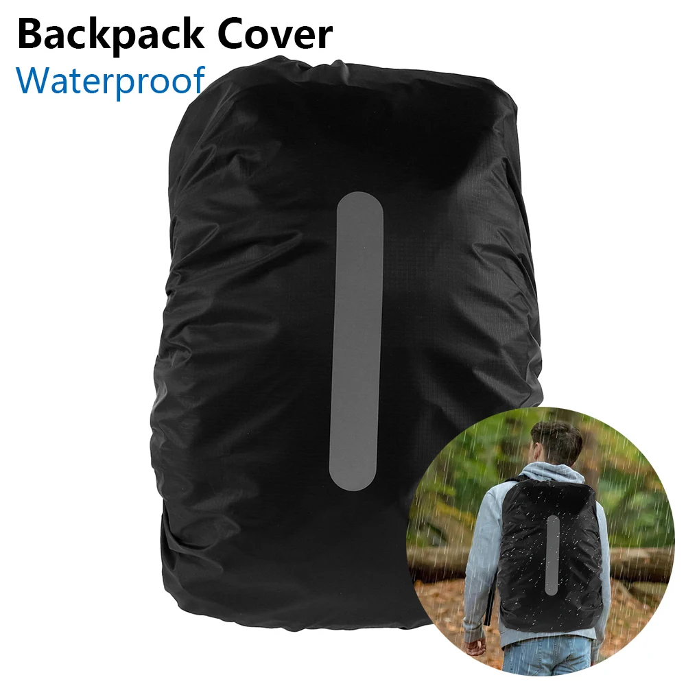 Waterproof Backpack Cover for 15-25L Bag Foldable and Portable Outdoor Rainproof Hiking Backpack Protector with Reflective Strip