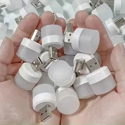 Mini USB Night Light com plugue, proteção para os olhos, leitura de livros, computador, carregamento de energia móvel, lâmpada LED, branco quente, 1-10pcs