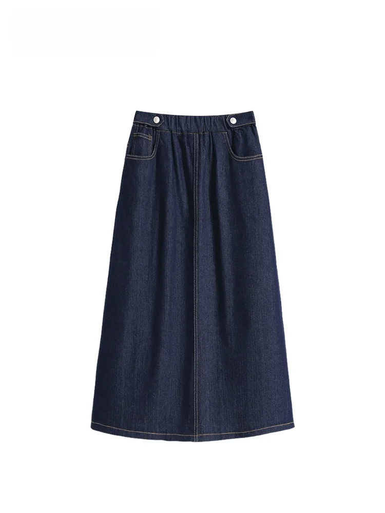 

Юбка А-силуэта с высокой талией для полных женщин, повседневная, весенняя, новая, для фигуры типа «груша», из смесового хлопка