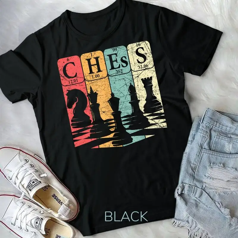 Chess Periodic Table Elements Nerd Chess Player Vintage T Shirt Unisex T shirt