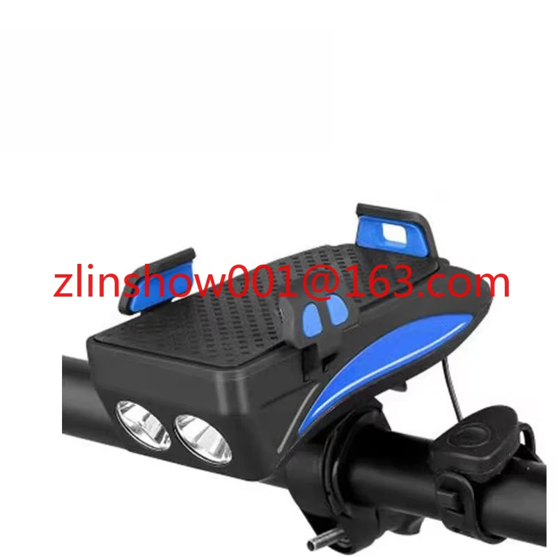 Велосипедный держатель для мобильного телефона 3 в 1, фары, электронный рожок, кронштейн для мобильного телефона с аккумулятором емкостью 2000 мАч внутри, аксессуары для велосипеда