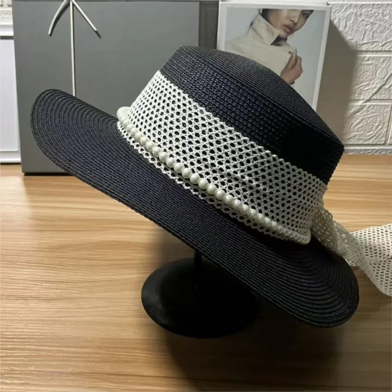

Lace webbing chain fashionable flat-topped hat for women casual sunshade