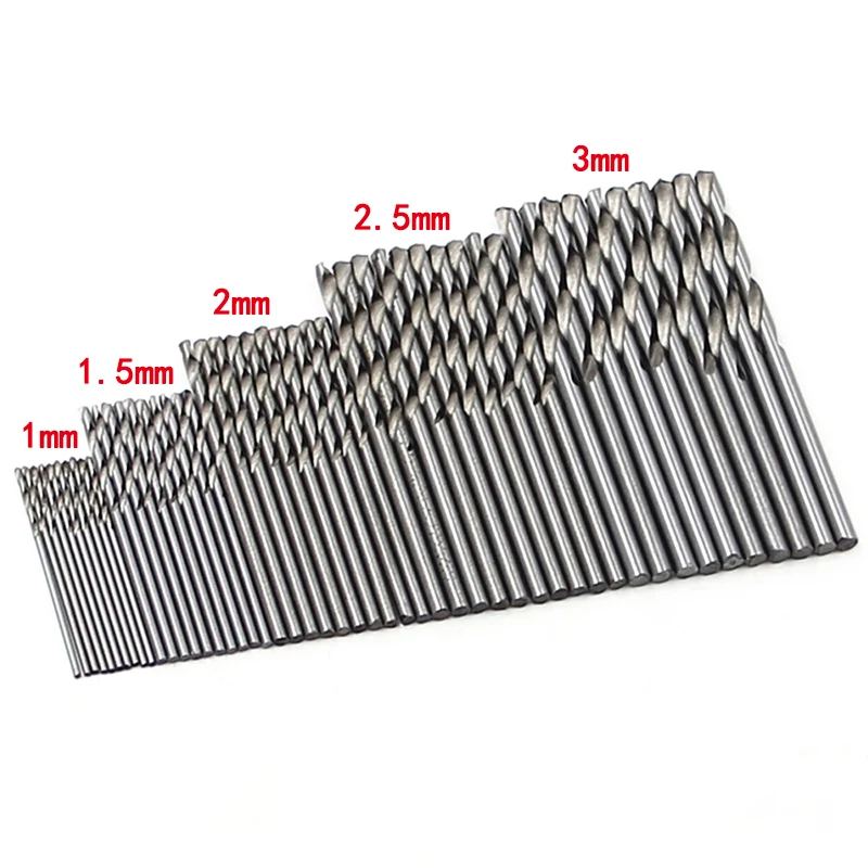 100pc twist drill 1-3mm hand electric drill DIY woodwork drill titanium plated natural color drill bit tool accessories set view 3
