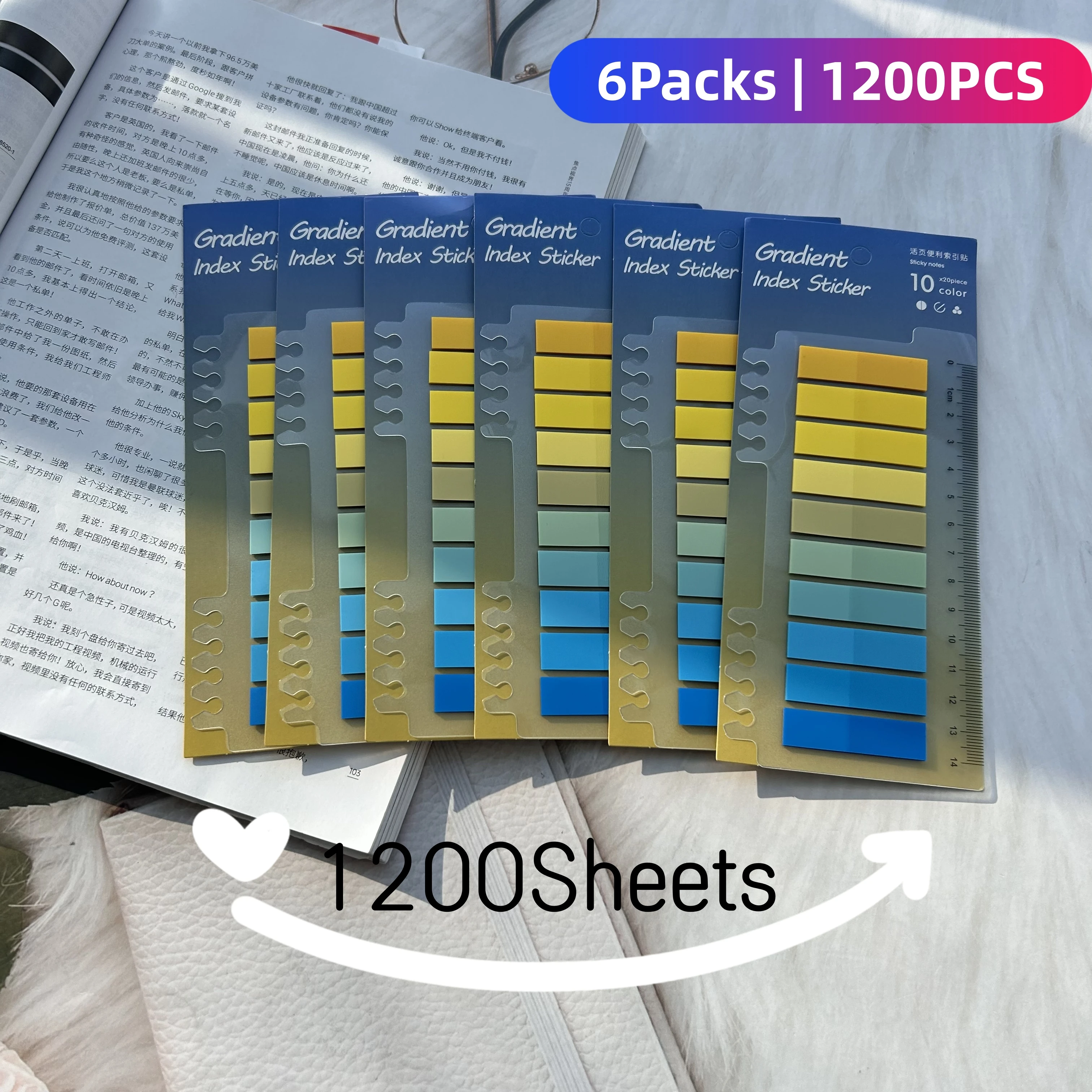 Sticky Notes 1200pcs Colored Index Tabs, Page Markers & Book Tabs for Annotation, Page Flags and Office School Supplies