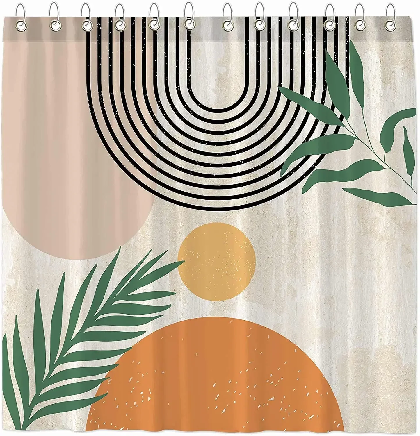 Mid Century Abstract Shower Curtains Boho Arch Sun Beige Modern Minimalistic Home Bathroom Curtain Decor Polyester Fabric Hooks