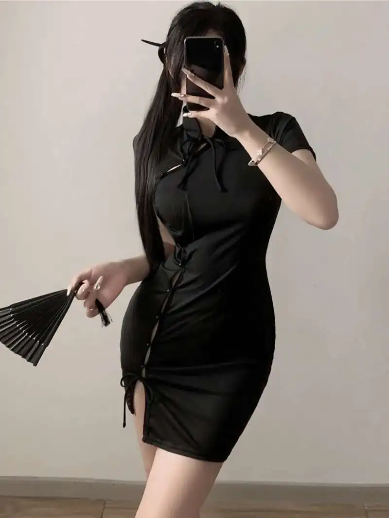 

Чистый китайский Cheongsam Desire ночная жизнь платье для косплея элегантное полые ягодицы униформа горничной стиль романтические женщины 7GDF