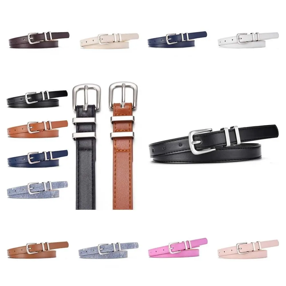 

Retro Metal Buckle PU Leather Belt Slim Side Simple Thin Waist Belt Dress Decor Jeans Trouser Decor Korean Waistband Daily