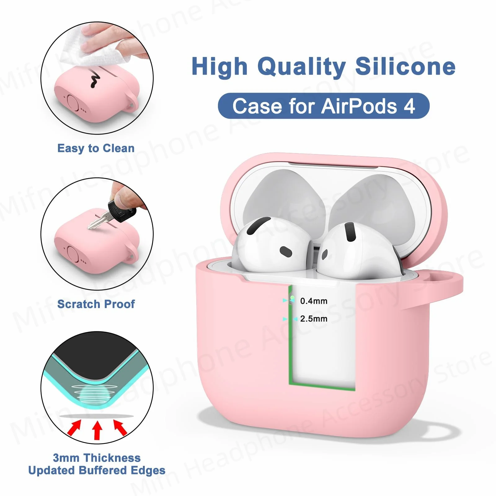 Беспроводной чехол для airpods 4, наушники с ремешком, высококачественный мягкий защитный чехол из жидкого силикона для apple airpod 4, чехол