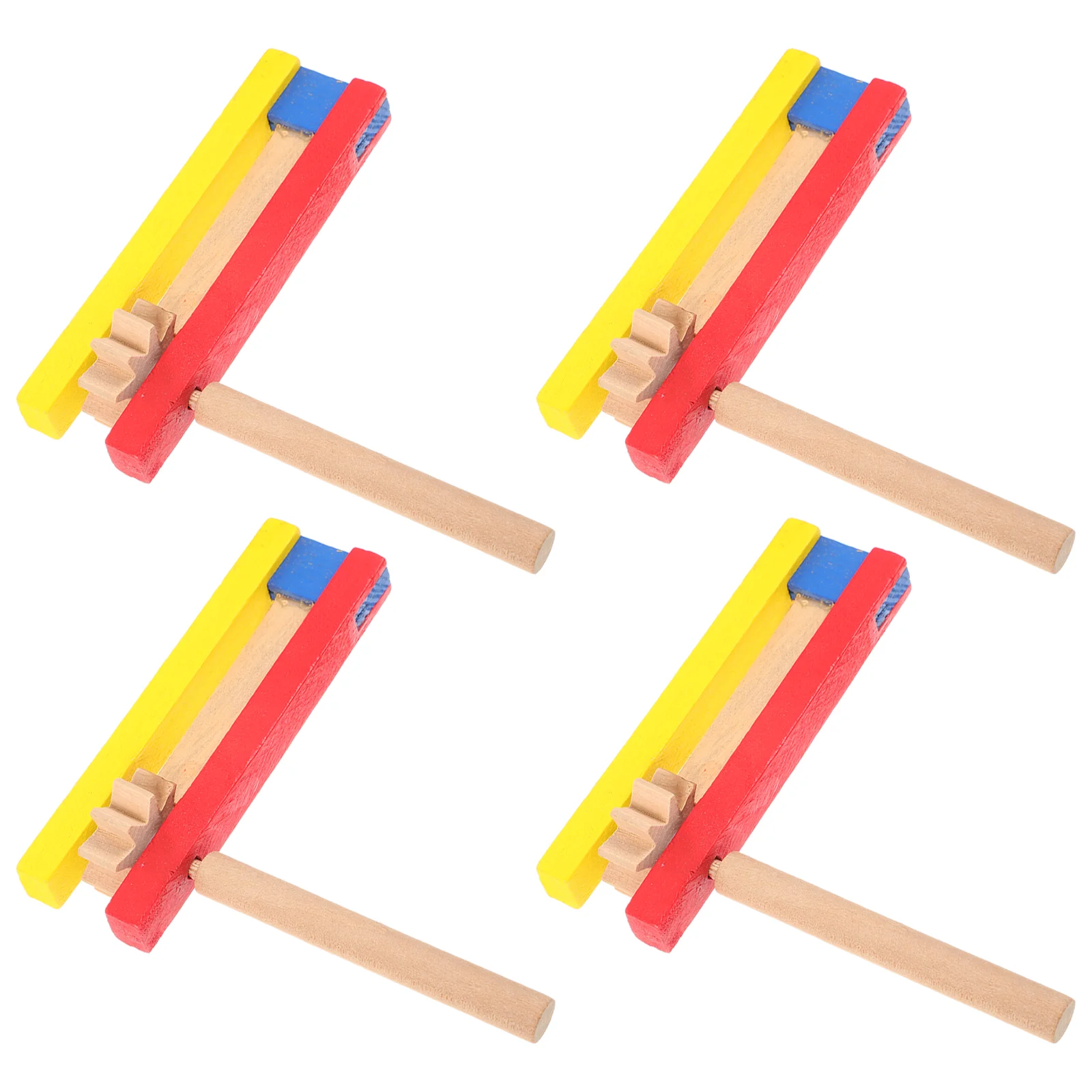 4 Pcs Musical Instruments Educational Wood Castanet Percussion Wooden with Long Handle Crank Child Clapper Children