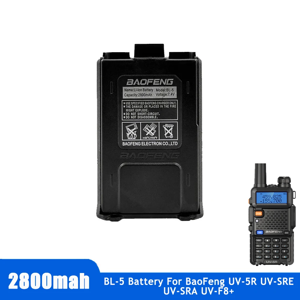 

UV 5R Baofeng Battery 2800mAh 7.4V BL-5 Rechargeable Batteries BF-UV5R Radio Accessories UV-5R UV-5RE Walkie Talkie Battery