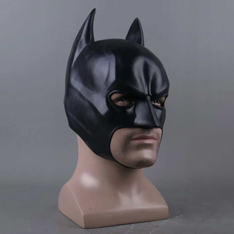 Movie Superhero Bruce Wayne Cosplay Costume PVC Latex Mask Helmet Halloween Unisex Prop