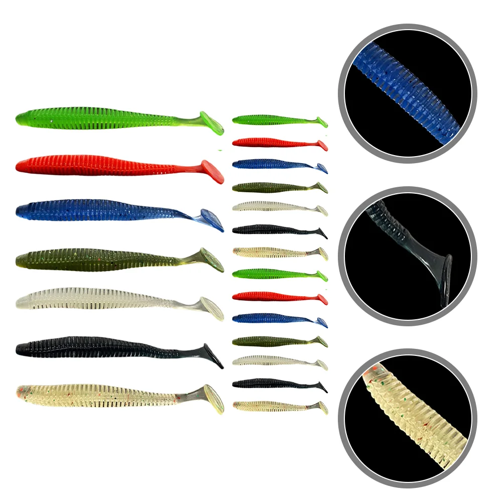 21 Pcs Screw Thread Lure Fishing Lures Fake Bait Baits Bass Pvc Material Artificial