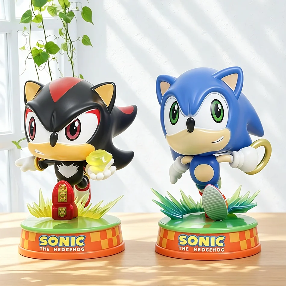 Oferta Especial: Set de 2 Figuras de Anime de Sonic y Shadow, Lindas Estatuas Chibi para Decoración de Escritorio, Regalos para Niños y Fans