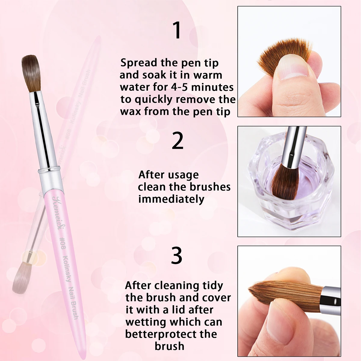 New High Quality Kolinsky Acrylic Nail Brush New Product Metal 100% Pure Kolinsky Brush for Acrylic Nails Sizes 8-16 Nail Tool