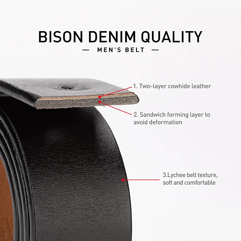 BISON DENIM Men Belts Genuine Leather Strap Luxury Designer Pin Buckle Belt Fancy Vintage Jeans High Quality Free Shipping 2023