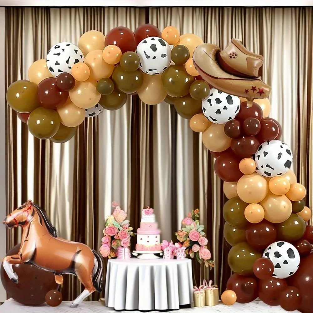 

137pcs Western Cowboy Balloon Arch Set Suitable for Farm Theme Decoration Birthday Party Farm Decoration Father's Day Adult Gift