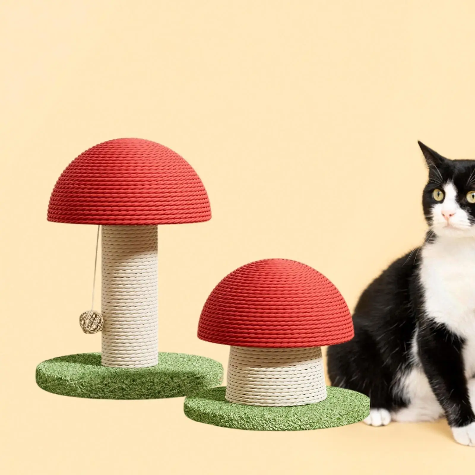 

2x Cat Scratching Posts Pet Activity Toys Mushrooms Shaped Interactive Vertical Cat Scratcher for Grinding Claw Outdoor Indoor