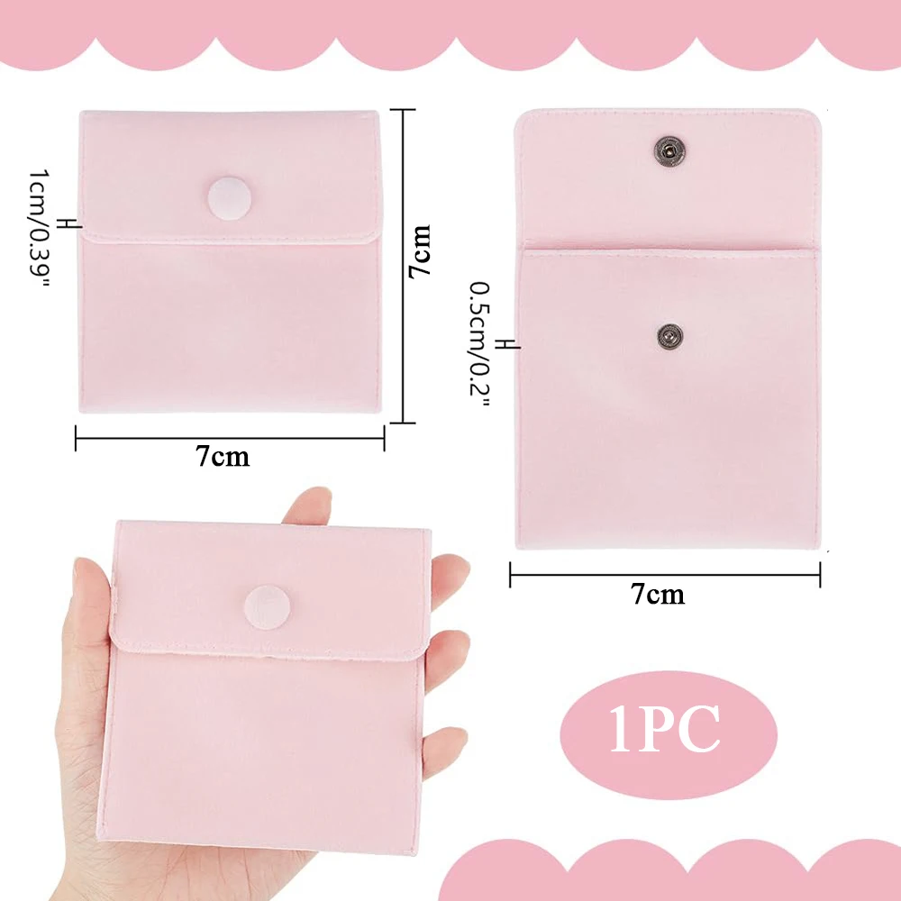 1pc Velvet Jewelry Pouch with Snap Button Necklace Earrings Rings Storage for Ring Necklace Earring Bracelet Gift Bag