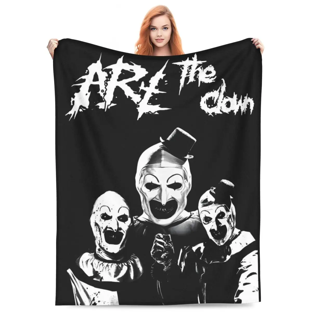 Custom 3D Printed T-Terrifiers Horror Movie Blankets Breathable Soft Flannel Autumn Throw Blanket for Couch Outdoor Bed