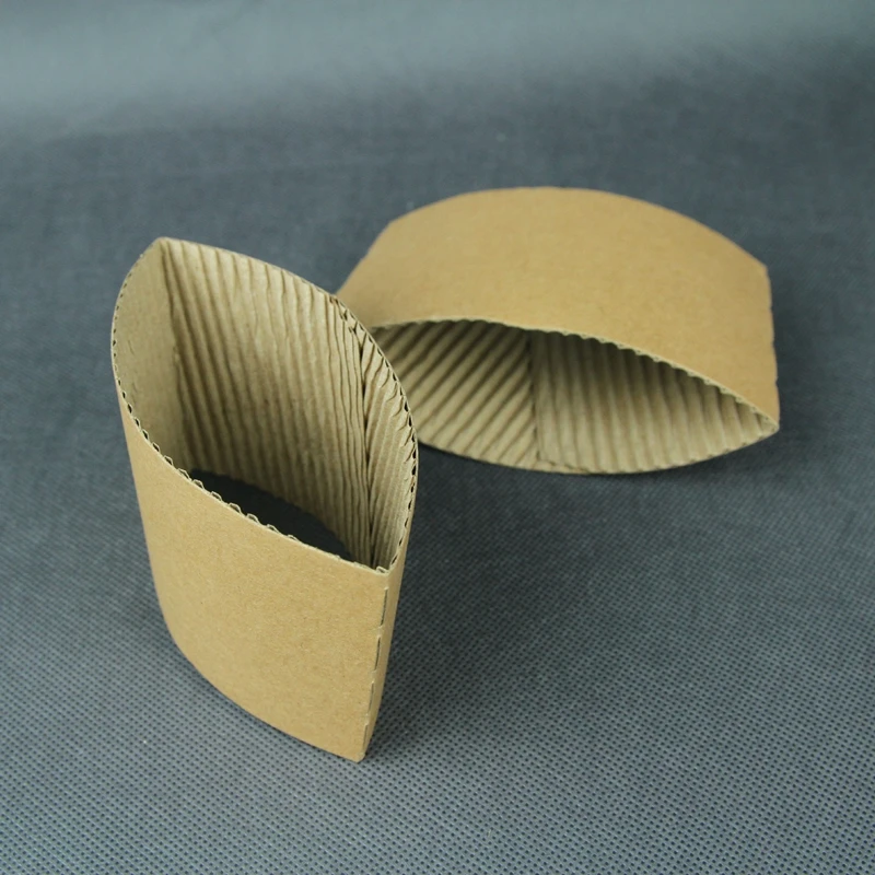 50pcs Solid Color Brown Coffee Cup Sleeves Kraft Corrugated Plastic Paper Heat Insulation Cardboard Holder Disposable Cup Cover