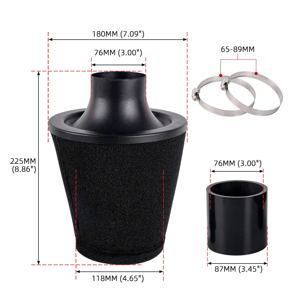 RASTP-Performance Air Induction Intake Kit Filter für VW Golf MK4 GTI Audi A3 1.8T Auto modifizierte Teile OFI140-BK – Detail 16