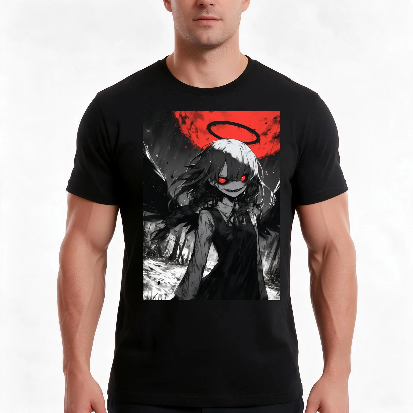 Angel Core T-Shirt, Summer Casual Cotton Tee, Oversized Streetwear Tops, Vintage Graphic Print, Loose Fit Short Sleeve