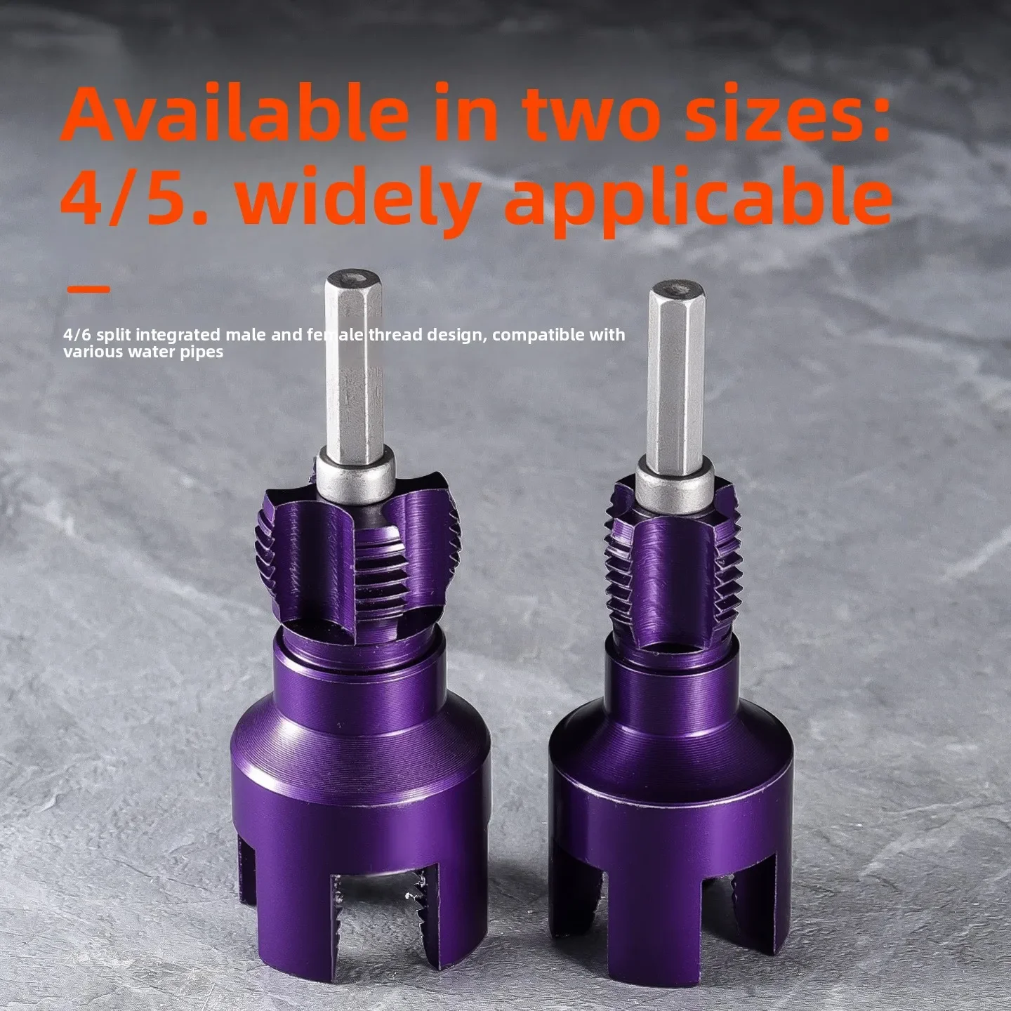

Fast Accurate Pipe Threader - Purple Hexagonal Handle 4/6 Point Integrated Thread Tool for Plastic Water Pipes