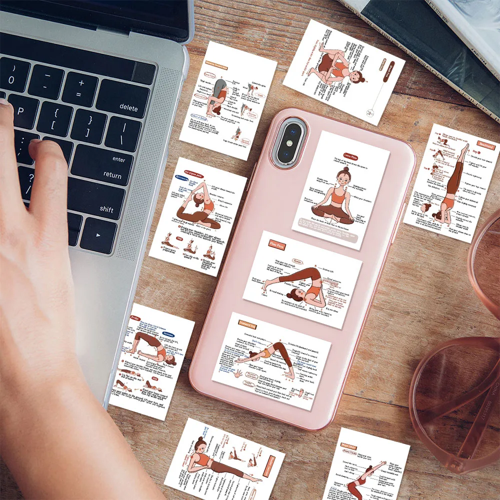 41PCS English Yoga Standard Action Creative Waterproof Stickers Luggage Notebook Speaker Phone Case Stickers