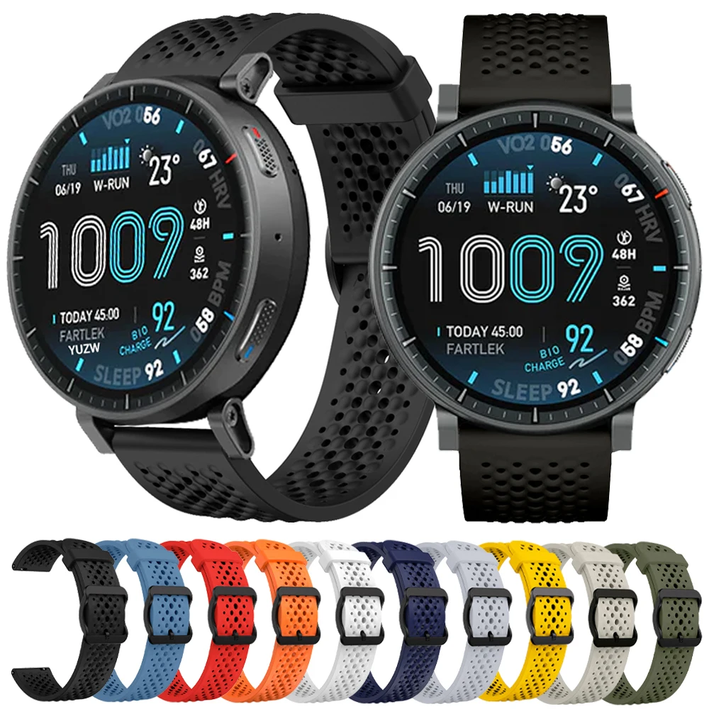 Bracelet respirant de 22mm pour montre Huami Amazfit Active Max 48mm, pour Amazfit BALANCE 2 BIP 6 5 UNITY, bracelets de sport en Silicone