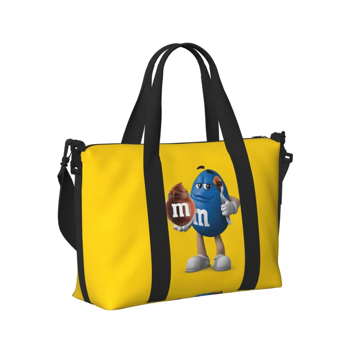 

MM Chocolate Candy Cartoon Beach Travel Bag Large Capacity Tote Bags for Gym Sport Women Shopping Duffle Shoulder Bag