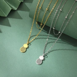 Dreamtimes Minimalist Pineapple Necklace for Women Man Charms Fruit Statement Cactus Stainless Steel Pendant Gifts Wholesale