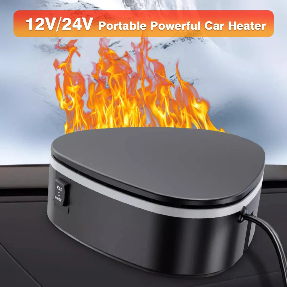 

12V/24V 120W 2 in 1 Portable Car Heater Powerful Windshield Defrosting Demister Fan 360 Degree Rotation Anti-Fog Heater