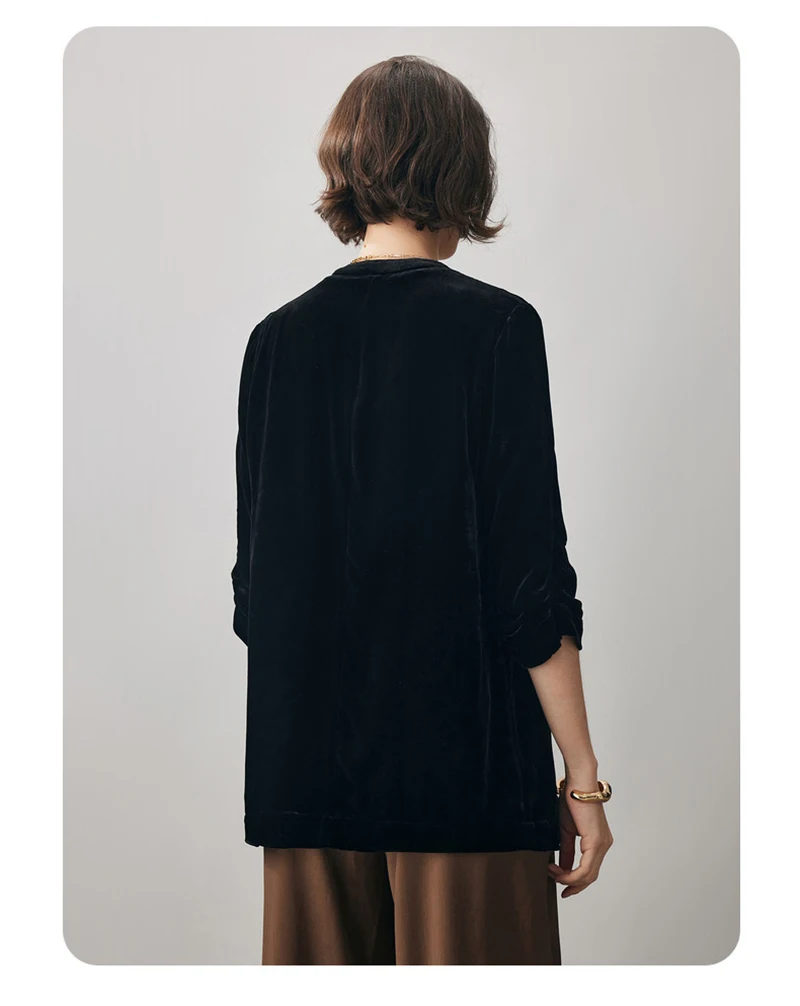Luxury Silk Velvet Women's Suit - Simple and Elegant Business Casual One-Button Top Soft, Lightweight and Comfortable Coat