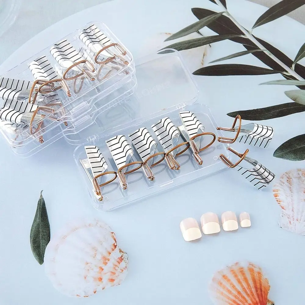 5 個再利用可能なネイルフォーム柔軟な調整可能なアクリル UV ジェルプロテクターゴールドカラーシルバーカラー UV ジェルマニキュアヒントフォーム