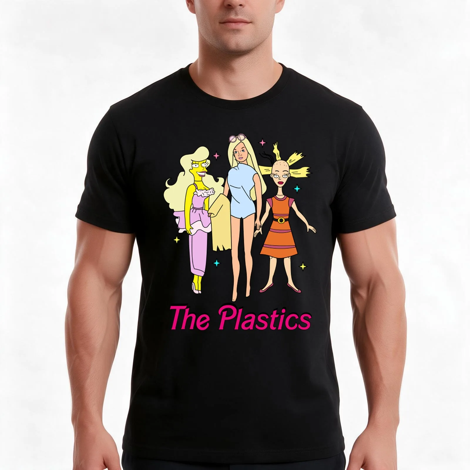 Plastics T-Shirt, Summer Casual Cotton Tee, Oversized Streetwear Tops, Vintage Graphic Print, Loose Fit Short Sleeve