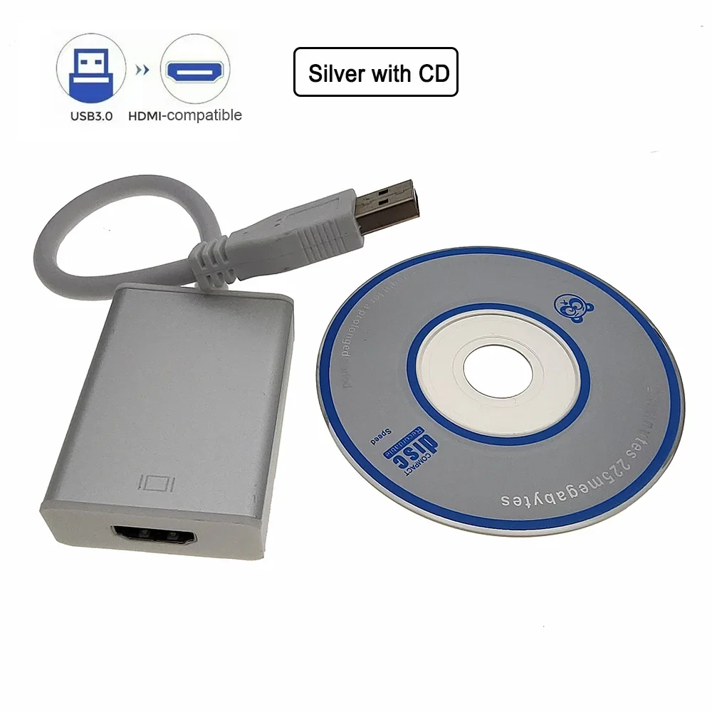 Bild 3: USB 3.0 zu HDMI-kompatibler Konverter 1080P USB A Stecker auf HDMI-kompatible Buchse Externes Grafikkarten-Adapterkabel