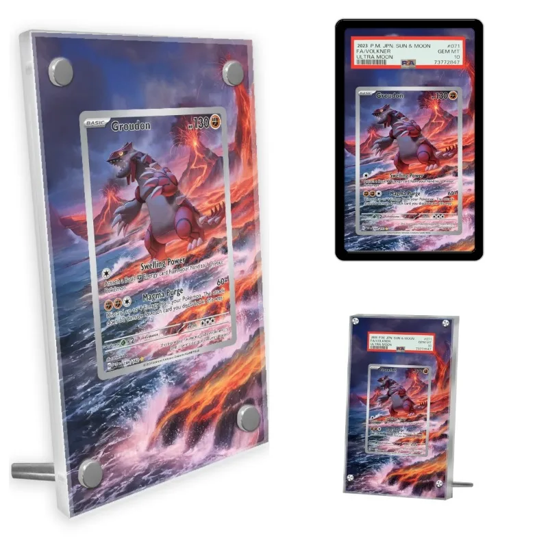Tarjetas de Pokémon, colección de juegos de Anime Groudon Cobalion, regalos de arte expandibles, funda protectora acrílica hecha a sí misma, llavero de juguete