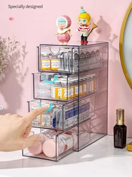 Caja de almacenamiento de gafas de 4 capas, organizador acrílico, cajones de cosméticos, organizador de maquillaje, estuche de almacenamiento, exhibición apilable