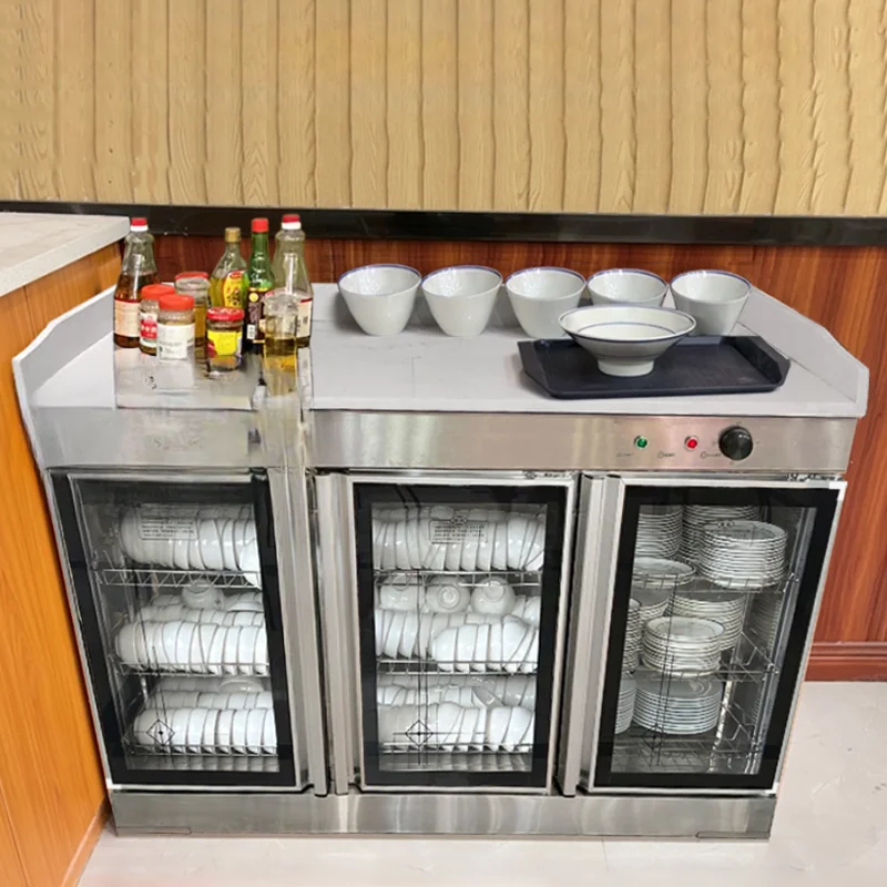 Commercial large tea disinfection cabinet Catering hotel Hotel box with dining cabinet White marble