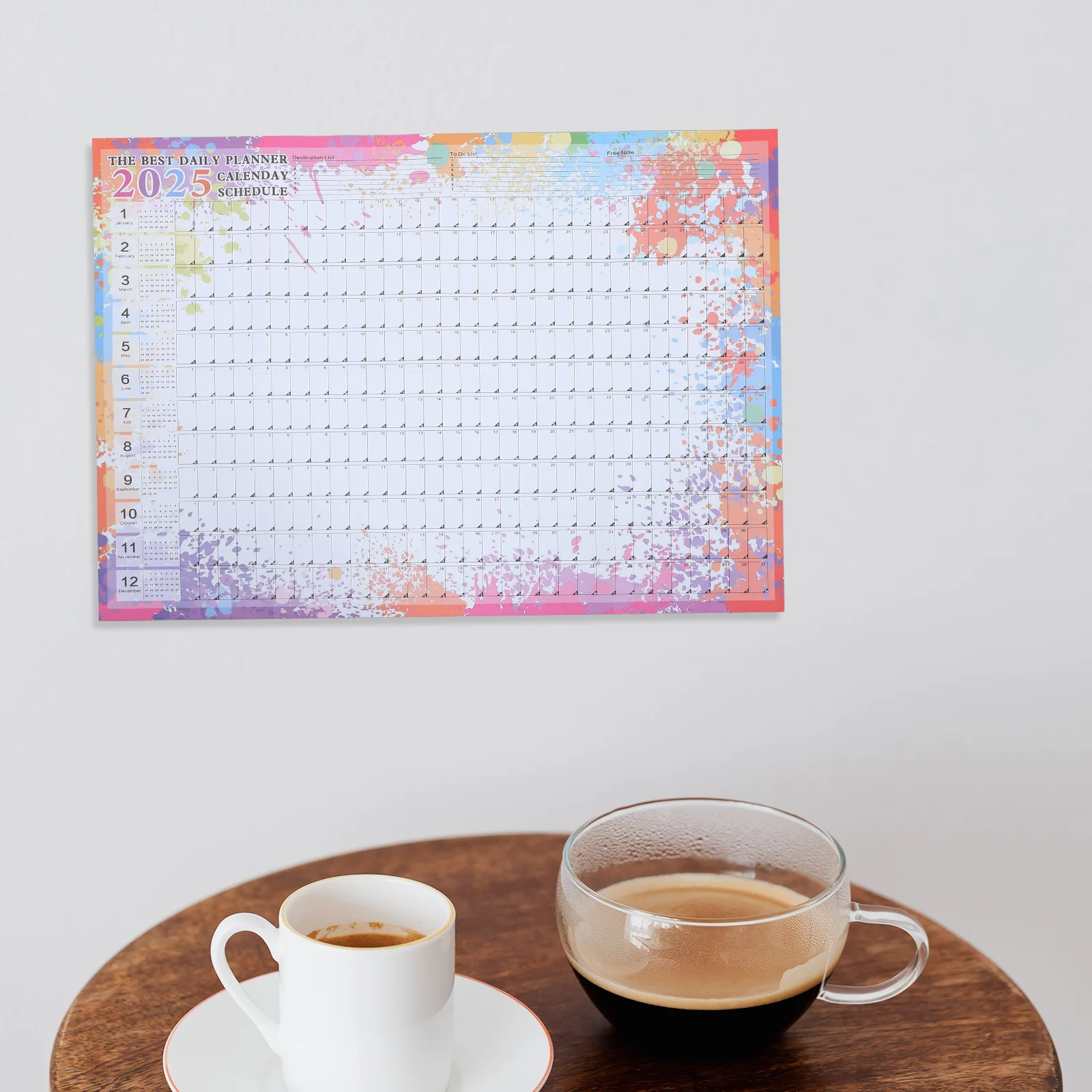 

Настенный календарь на 2025 год, большой размер, красочный складной органайзер-планировщик для домашнего офиса, школы, годовой настенный календарь