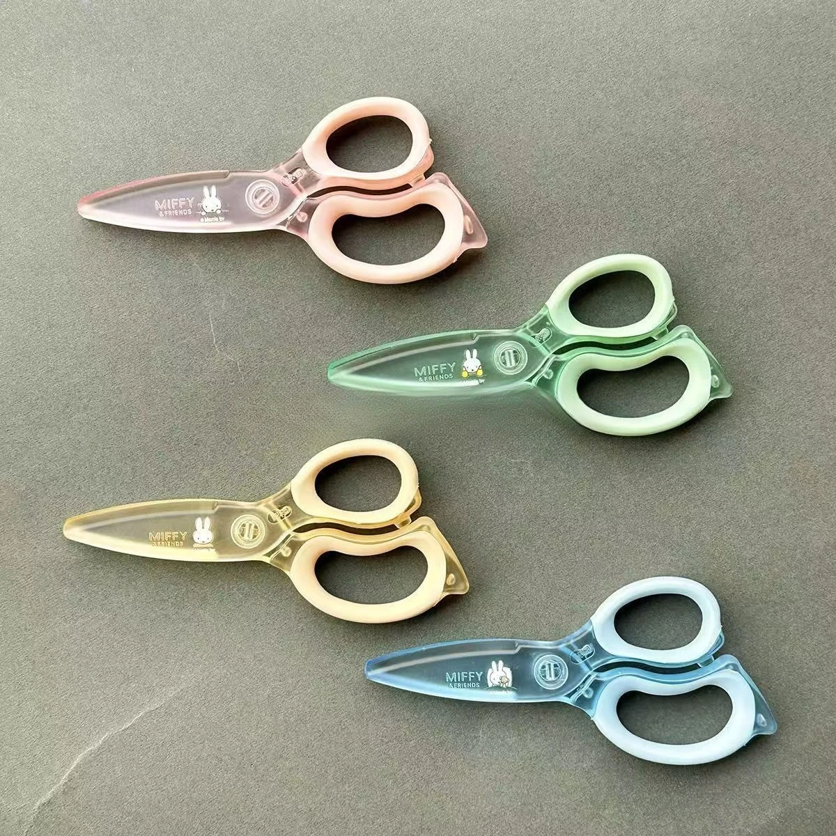 Cute Miffy Safety Scissors Full Plastic Antibacterial Soft Silicone Grip Paper Craft Cutting Tool Student Handwork Stationery