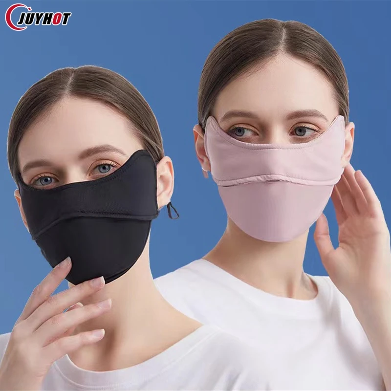 New Ice Silk Mask Sunshade Eye Protection Sunscreen Mask Summer UV Protection Mask Riding Sunshade Mask Women Half Face Cover