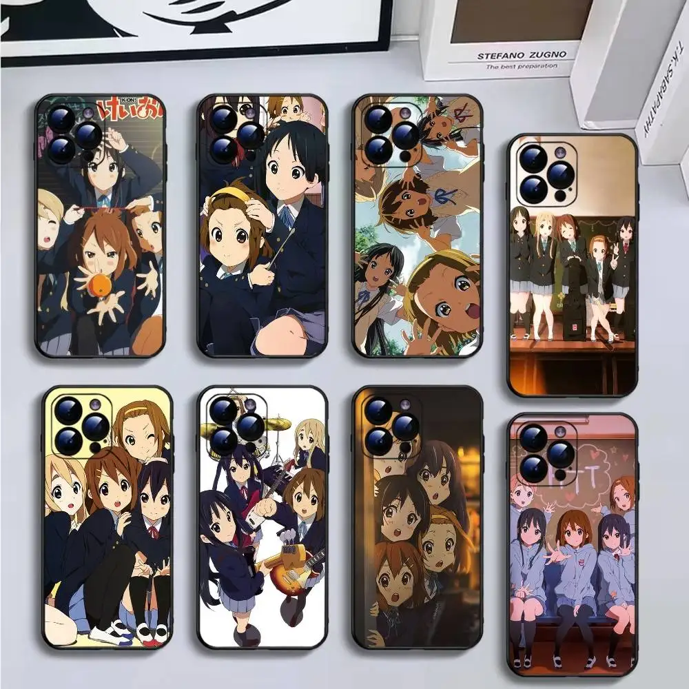 

Anime Music K-On Phone Case For iPhone16,15,14,13,12,11 Plus,Pro Max,XS,X,XR,SE,Mini,8,7,Soft Silicone Black Cover