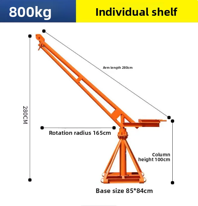 800kg Mini Mobile Crane 360° Rotating Outdoor Hydraulic Lift Hoist for Loading