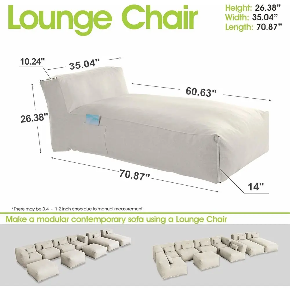 Outdoor Bean Bag Lounger Chair, Big Comfy Outdoor Daybed or Soothing and Tanning - Water-Resistant Patio Chaise and Pool Sun Lou