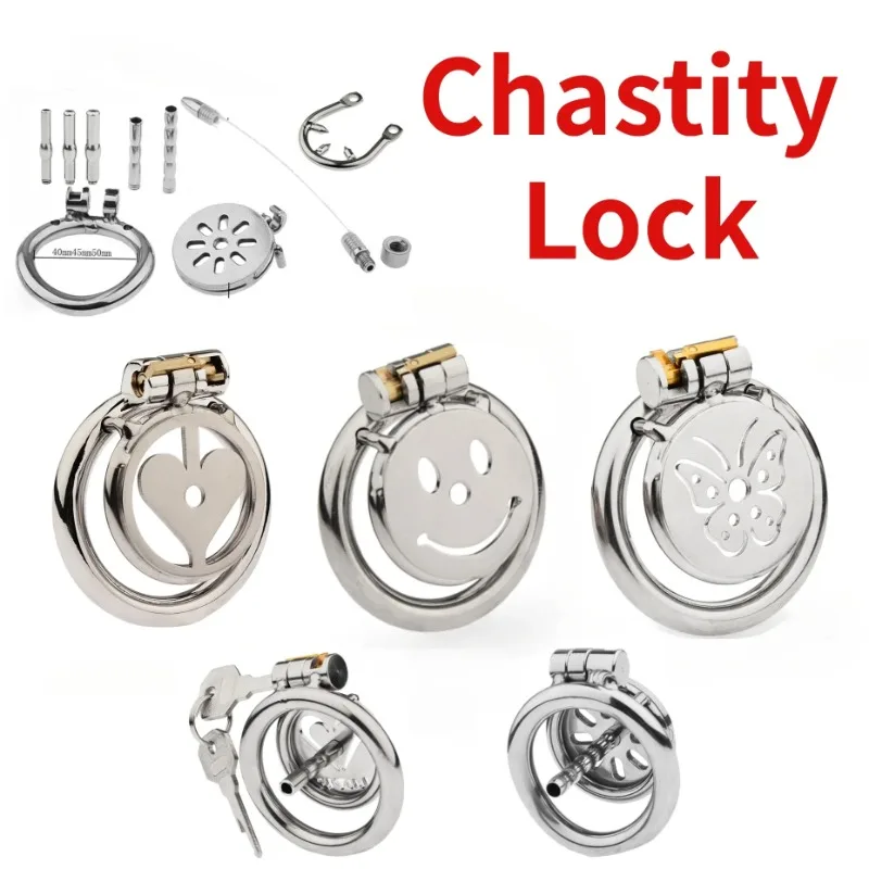 Flat Chastisty Chastity Lock Chastity Device Anti Cheating Stainless Steel Lock Chastity Lock Sissy Sexy Adult for Man BDSM